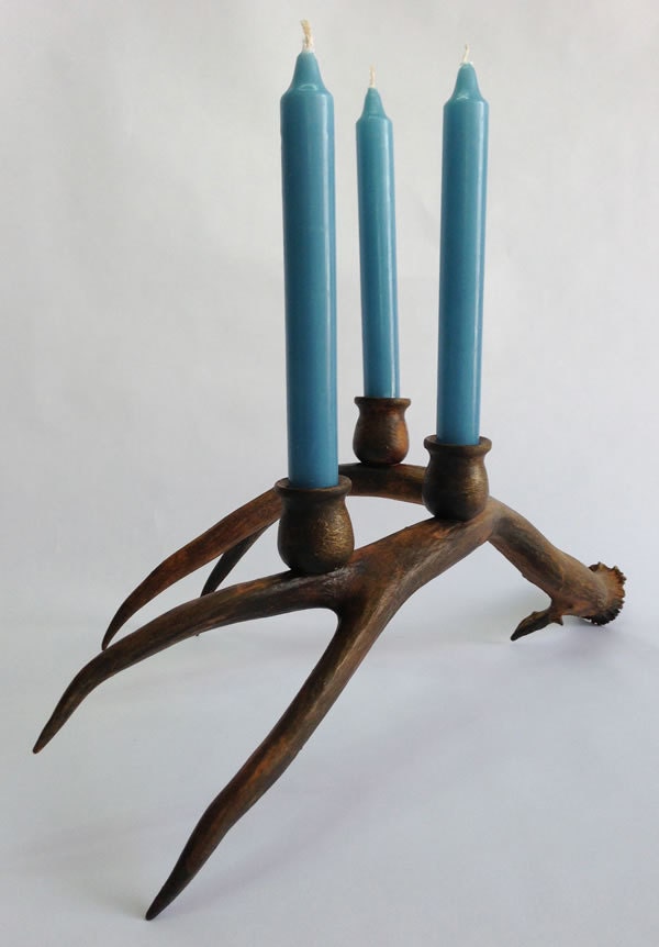 Deer Antler Candle Holder Rust and Gold by CustomAntlers on Etsy