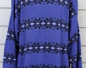 vintage Liz Claiborne blue snowflake crewneck bill cosby sweater XL - Made in the USA