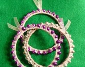 Pink and Purple Ribbon Wrapped Bangle Bracelets