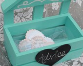 Wedding Box Alternative Guest Book Advice for Bride and Groom Chalkboard Heart Wooden Keepsake Box Turquoise