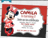 Minnie Mouse Birthday Party Invitation - Invite Card - Personalized invitation - Pink and Black - First Birthday Invitation - Minnie Disney