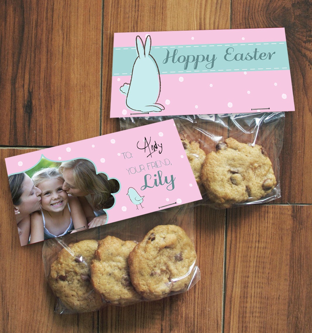Hoppy Easter Pastel Bunny DIY Photo Treat Bag Topper 2 x 4 PRINTABLE Digital File
