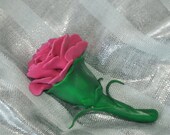 Pink Carnation Polymer Clay Brooch