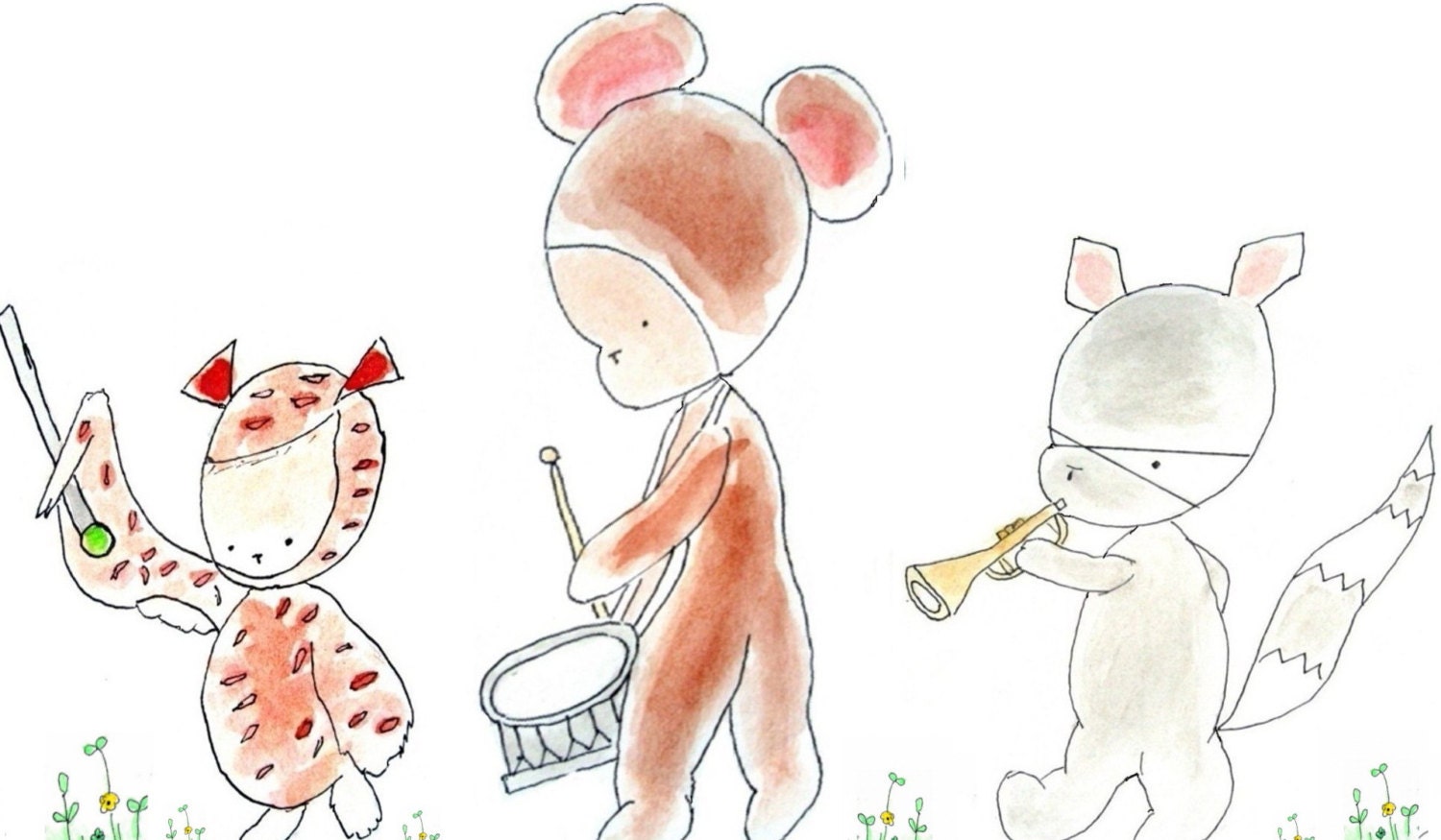 Bring On Spring, Music Baby Nursery Decor, Woodland Baby Animal Parade,  11x14