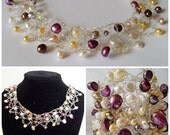 Royal Pearl Wire Jewelry Wire Necklace Cuff Bracelet Set, Statement  Wire Knit Necklase, Wire Crochet Jewelry by Lavish Gemstone on Etsy