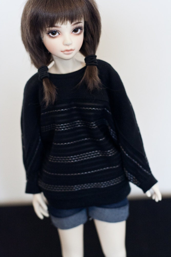 Black and silver batwing sweater dress clothing for MSD JID 1/4 size BJD