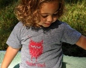 Night Owl Toddler Gray T-Shirt with Dark Pink Ink