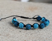 Emerald and Aquamarine Swarovski Crystal Shamballa Bracelet