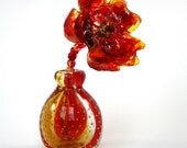 Murano Vase, Red, Gold Flower, Home Decor, amberina Chihuly crackle, Perfume Bottle, bubble glass, sunset, arrangement