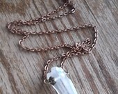 Rock Ice 20" Necklace: Natural Rough Clear Quartz Crystal Point , Raw Stone Amulet on Copper Chain