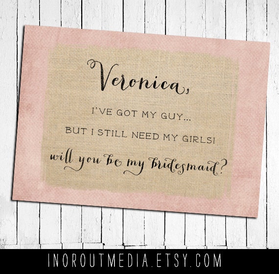 Will You Be My Bridesmaid - Personalized with names, customize colors, 5x7 folded card