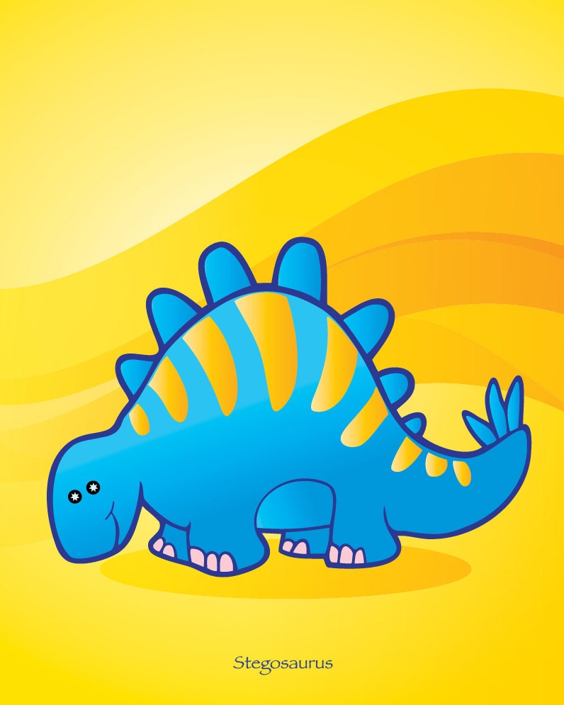 Stegosaurus Art Print, Kids Room Wall Art, 8x10, Dinosaur Art, Giclee Print