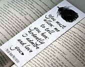 Pride and Prejudice Bookmark - Jane Austen Quote, Literary Quote Print - Black and White -  Pride and Prejudice Word Art Bookmark
