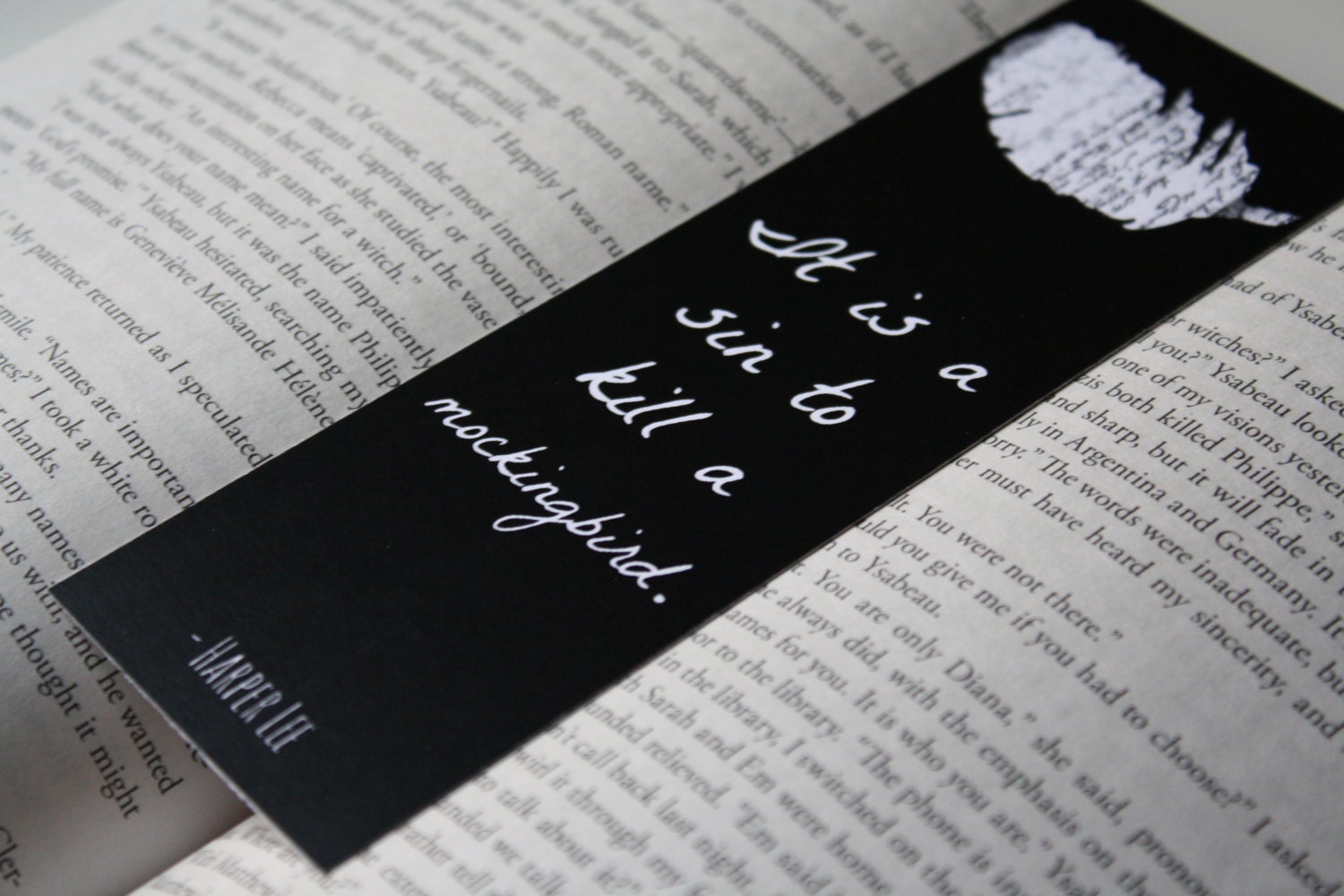 To Kill a Mockingbird Bookmark - Harper Lee Quote, Literary Quote Print - Black and White - Word Art Bookmark