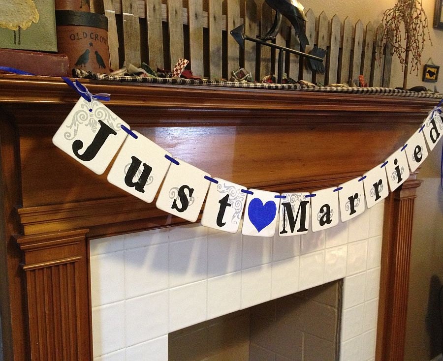 Just Married Banner Wedding Decoration Just Married Garland Just Married Sign Photo Prop Just Married Car Sign Banner CUSTOM colors