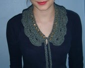Mercury grey removable collar, hand studded, hand crochet.
