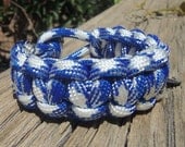 Paracord Survival Bracelet made Blue and White Great Gift for Outdoorsmen or Sports Fan