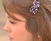 Pink Sparkly Fabric Rosette Bobby Pins, Set of Two