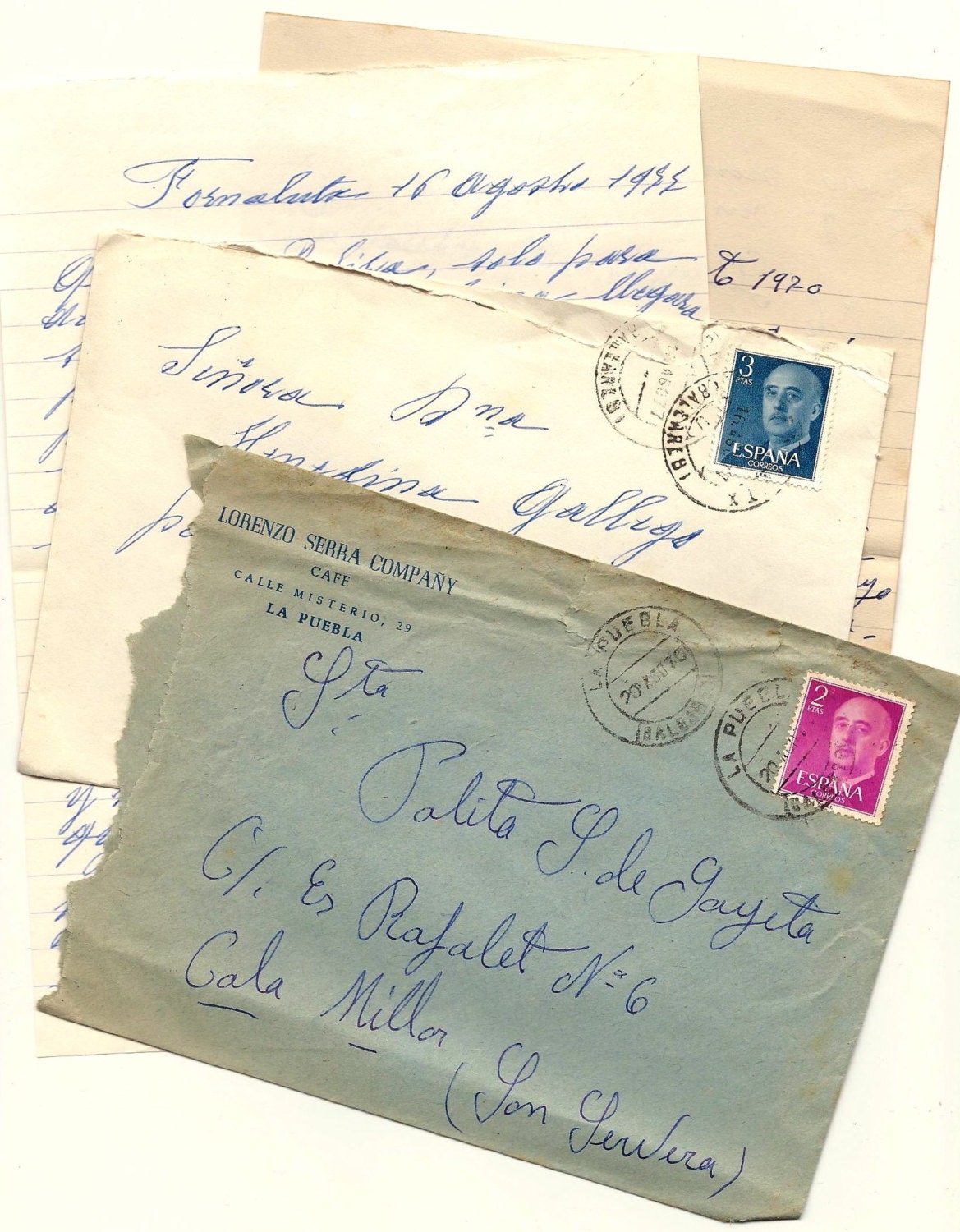 Vintage envelopes and letters from SPAIN - Handwritten ephemera - BlueGrizzlePapers