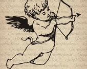Cupid Shooting Arrow from Bow -  Love Angel - Printable Graphics Digital Collage Sheet Image Download Transfer Textile Clothing Tshirt Lov24