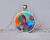 LOTUS BUD Pendant Rainbow Colors Nature Art Jewelry Gift for Her Girlfriend Gift Yoga Jewelry