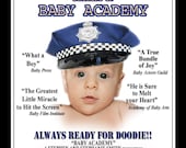 Movie Baby Announcement, FREE BACKSIDE Photo Collage, Unique Police Theme, Movie Poster Design