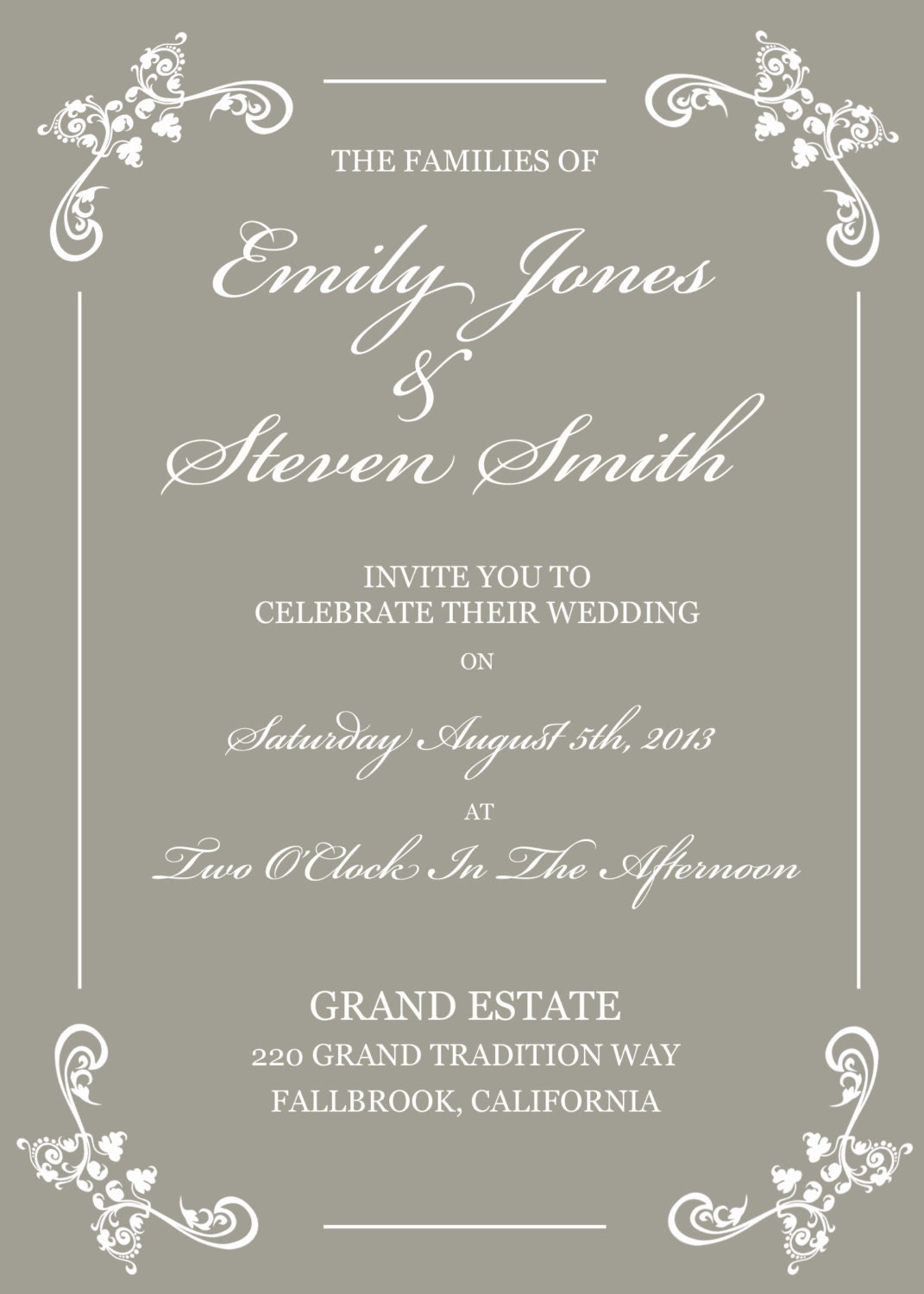 Printable Wedding Invitation, Personalized Wedding Invitation