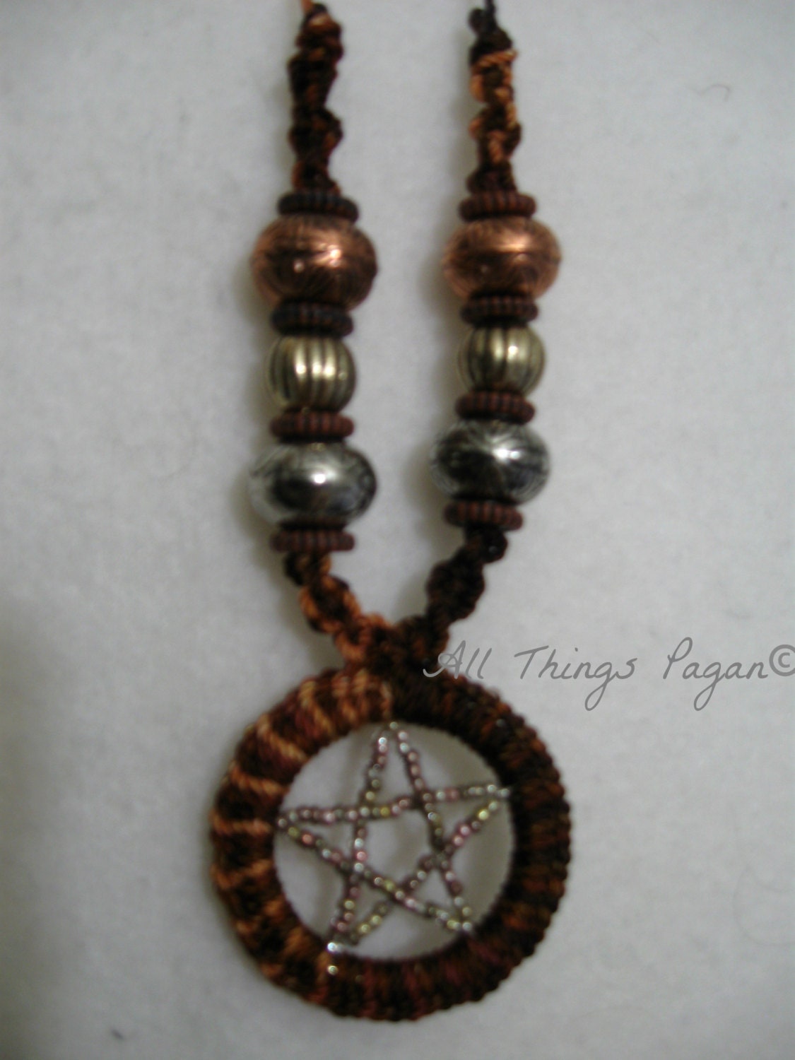Multi Brown Pentacle with Metallic Beads