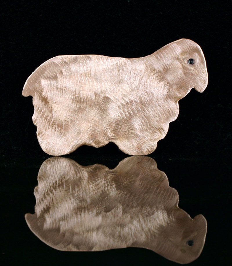 Copper Pin, Copper Brooch,  Sheep Pin, Animal Jewelry, Metalwork Pin