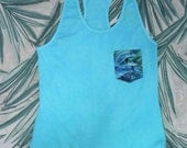 Hand-dyed Racerback Tank with Dolphin Pocket