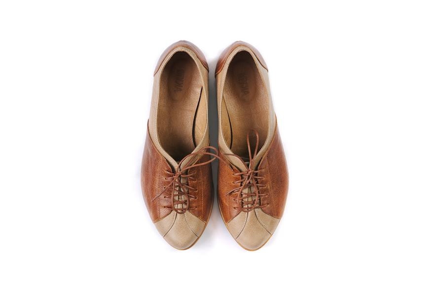 women Oxford shoes, flat brown shoes