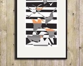 Japanese Birds III(f), A4 Digital Art Print Wall Decor