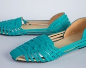 Teal Woven Leather Flats - Women's Shoes - All Sizes - Any Colors