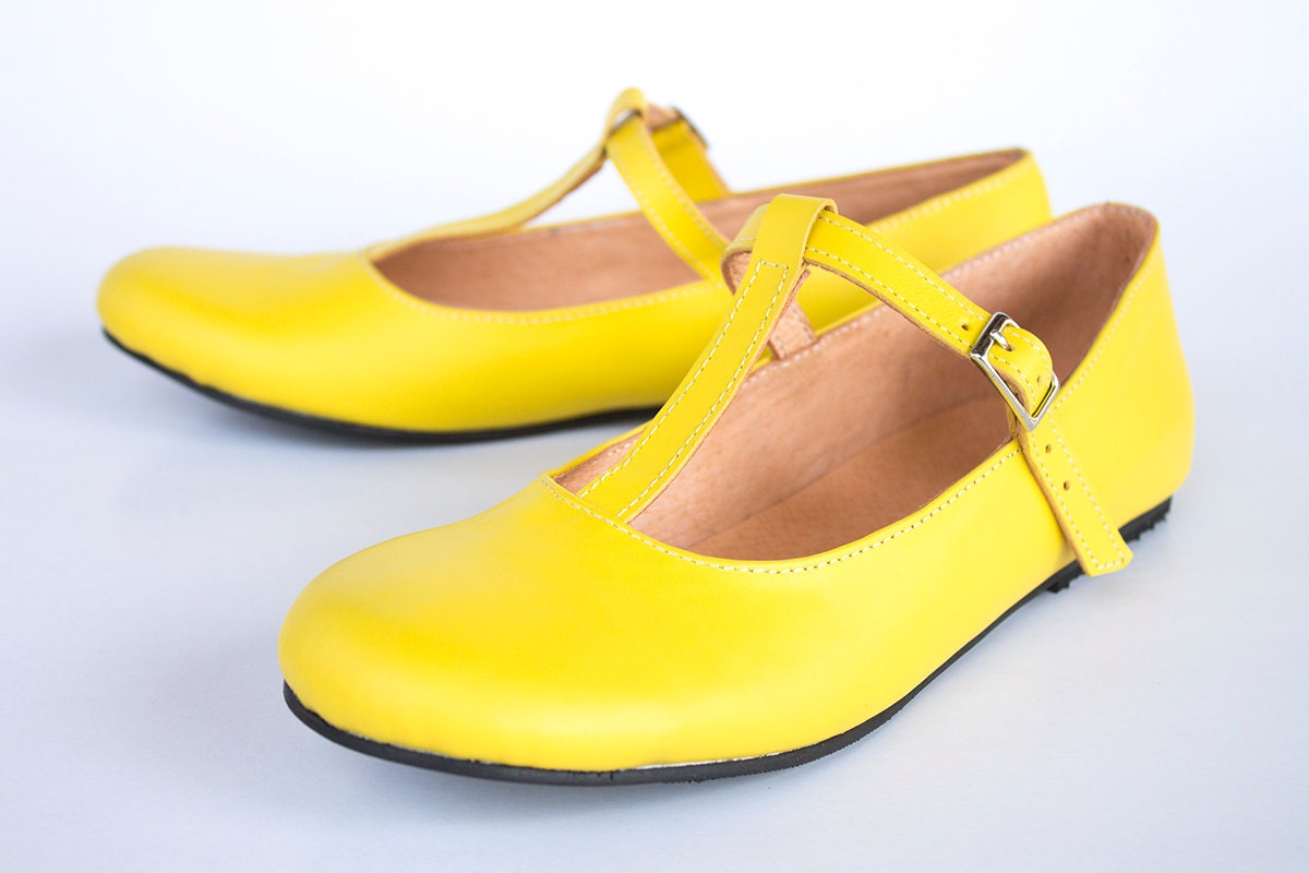 Yellow Mary Jane's - T-strap - Women's Shoes - Any Colors - Any Size