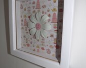 Floral Tea Party 3D Scrapbooking Button Art - Shabby Chic Wall Hanging - Home Decor - Mothers Day Gift