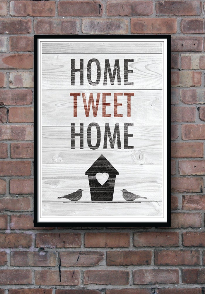 House Warming Gift, Home Sweet Home Poster, Wall Decor, Birds
