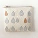 RAIN// Small zipper clutch/ Canvas pouch with leather applique