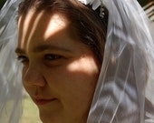Lovely White Bridal Veil with Beautiful Floral Feather Headpiece. Wedding, Bride, Bridal,