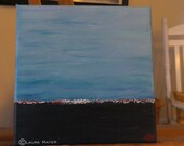 Sea Calm- 8 x 8 original acrylic abstract seascape painting on canvas