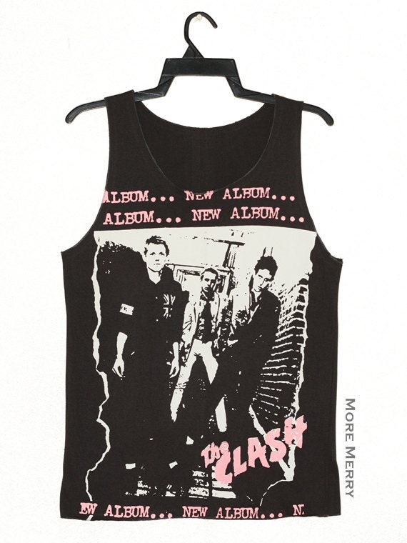 The Clash Charcoal Black Tank Top Singlet Vest Tunic Sleeveless Women Tee Shirt Punk Rock Music T-Shirt Size S-M