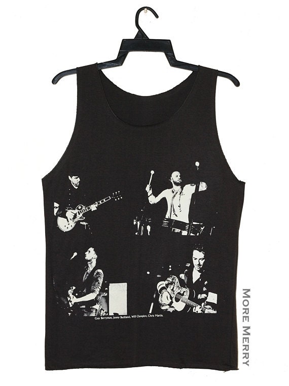 Coldplay Charcoal Black Tank Top Singlet Vest Tunic Sleeveless Women Tee Shirt Punk Rock Music T-Shirt Size M-L