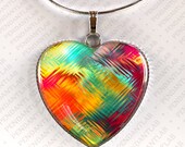 Tropical Carnival Pendant, Colorful Necklace, Heart Pendant, Heart Necklace, Multi Color Necklace, Romantic Jewelry, Birthday Gift