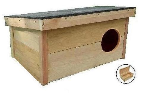 Cedar Wooden Outdoor Cat House Shelter Home: RIGHT side ROUND entrance