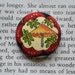 Umbrella Fabric Badge - Beautiful Japanese Style Parasol Red & Cream Fabric Badge