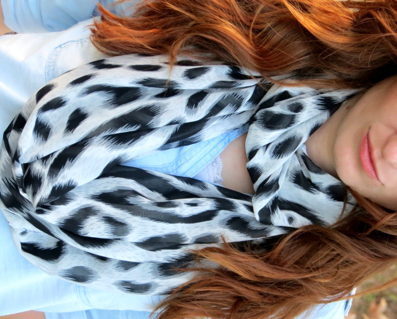I LOVE this Scarf Leopard, Infinity Scarf Black White Scarf Leopard Pattern, Circle Scarf Loop Women's Fashion Accessories