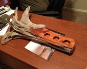 Cedar Root Tealight Candle Holder Inlayed with Semi-Precious Stone (Apatite)