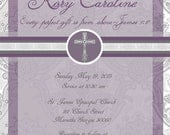Baptism / Christening Invite / Dedication, Purple and Grey, Girl, Custom Printable Design