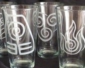 Avatar The Last Airbender Korra Bending Tribes Inspired Etched Pint Glass Set of 4  Firebender EarthBender Waterbender