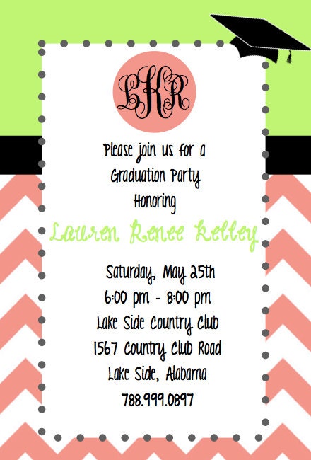 Monogram Graduation or Birthday Party invitation PDF printable