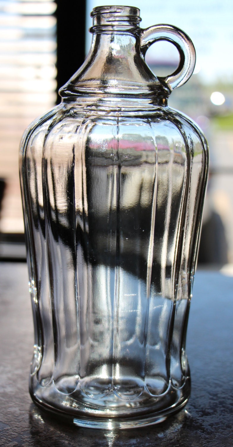 Antique Beveled Glass Jug w/ Ring Handle and Spout by KjgBoutique